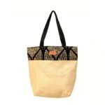 Kaki Ankara Jute Tote Bag