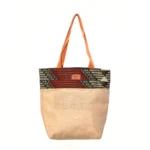 Kaki Ankara Jute Bag